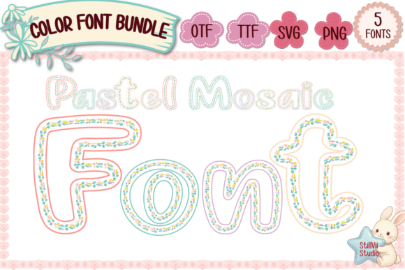 Adorable Pastel Mosaic Font Bundle for Cozy Designs